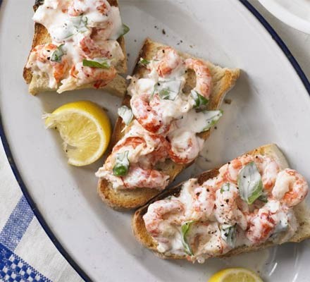 Crayfish tails on toast