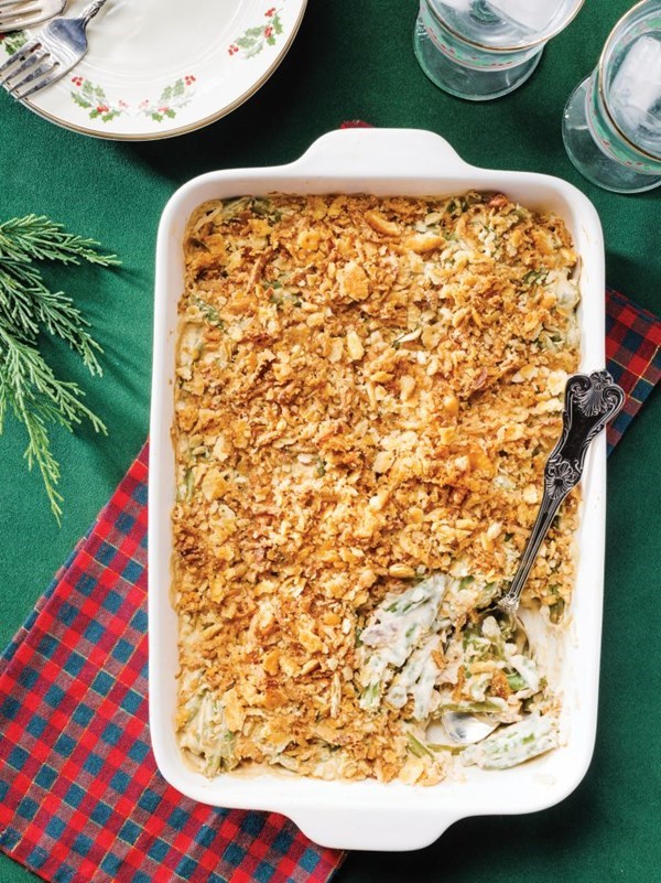 Cream cheese and bacon green bean casserole