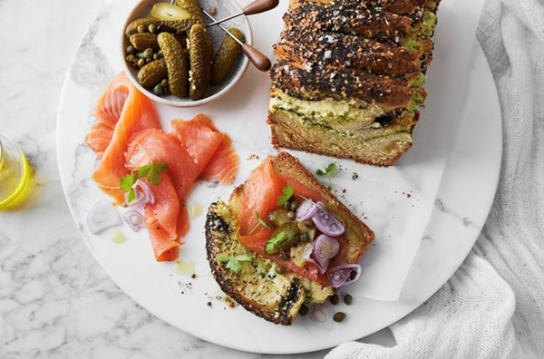 Cream cheese bagel pull-apart loaf