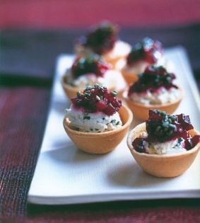 Cream cheese, beetroot and truffle tarts