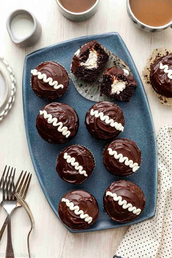 Cream-filled chocolate cupcakes