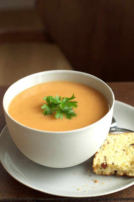 Cream of tomato and potato soup (Potage crème de tomates et de pommes de terre)