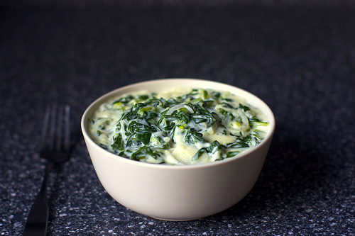 Creamed chard and spring onions