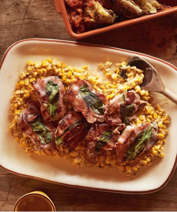 Creamed charred corn with pork