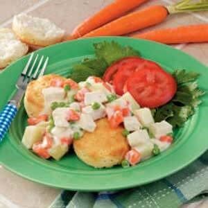 Creamed chicken over biscuits 