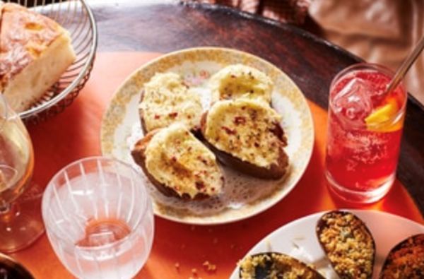 Creamed cod crostini