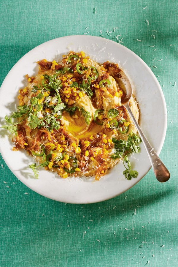 Creamed corn and white bean mash with miso butter