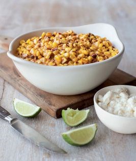Creamed corn with chipotle and queso fresco