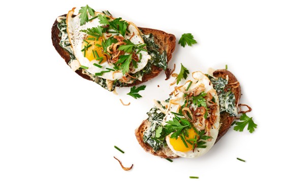 Creamed greens tartine