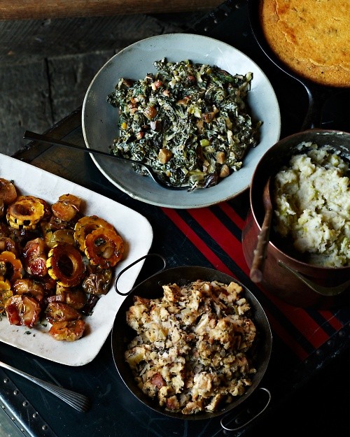 Creamed greens with chestnuts
