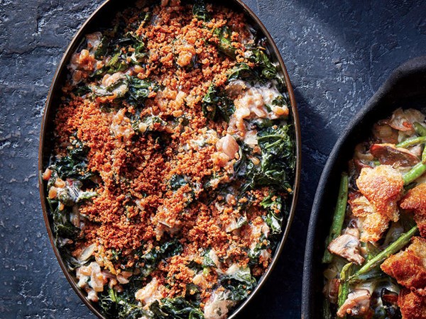 Creamed greens with farro
