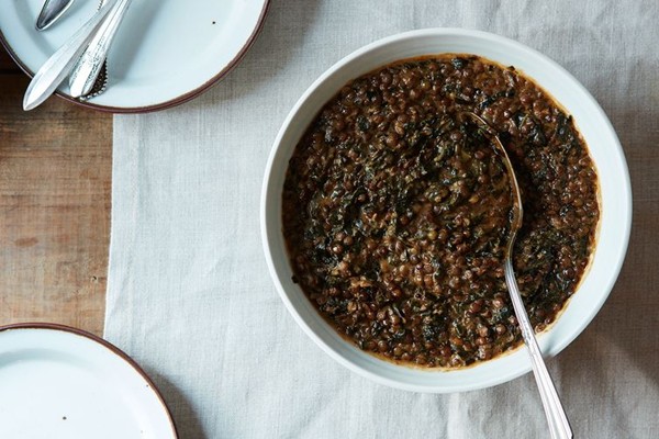 Creamed lentils with kale
