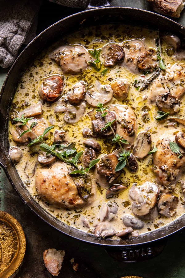 Creamed mushroom and Brie chicken