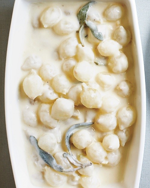 Creamed onions with sage