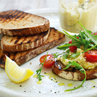 Creamed Parmesan and cannellini bean bruschetta