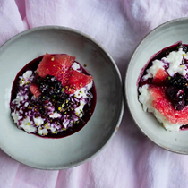 Creamed rice with berries and citrus