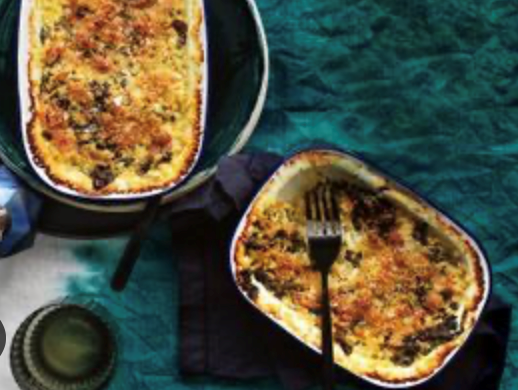Creamed spinach, celeriac and sour cream gratin