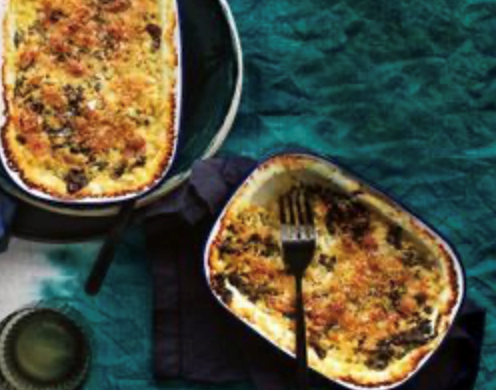Creamed spinach, celeriac and sour cream gratin
