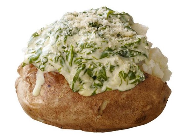 Creamed spinach stuffed potatoes
