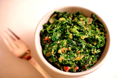 Creamed spinach with bacon