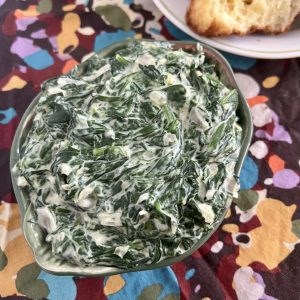 Creamed spinach with leeks