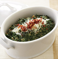 Creamed spinach with Parmesan and prosciutto