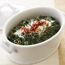 Creamed spinach with Parmesan and prosciutto
