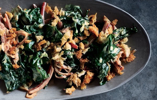 Creamed Swiss chard with lemony breadcrumbs