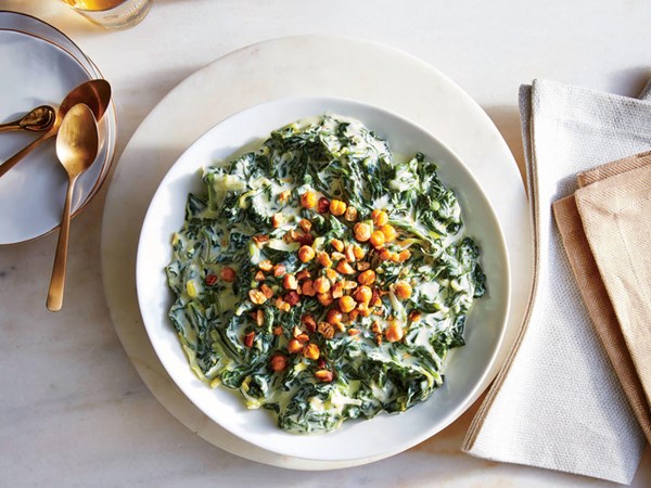 Creamed winter greens