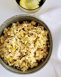 Creamless creamed corn with mushrooms and lemon