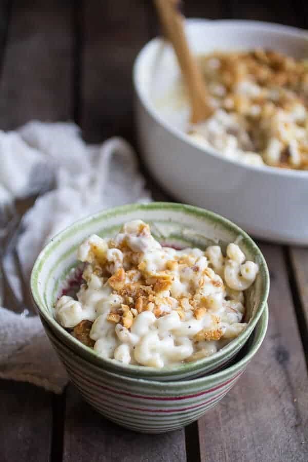 Creamy 4 cheese Brie and buttery Ritz cracker mac and cheese