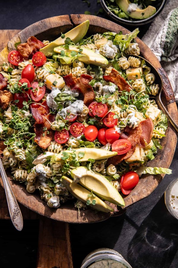 Creamy avocado ranch chicken pasta salad