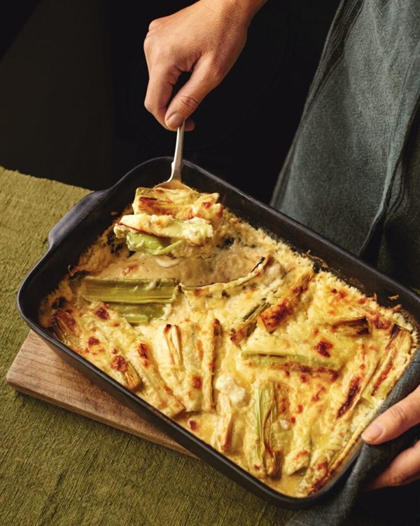 Creamy baked leeks 