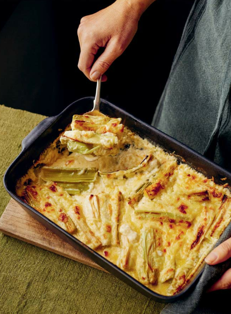 Creamy baked leeks