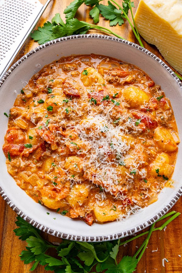 Creamy beef gnocchi