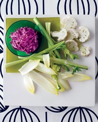 Creamy beet dip with white crudités