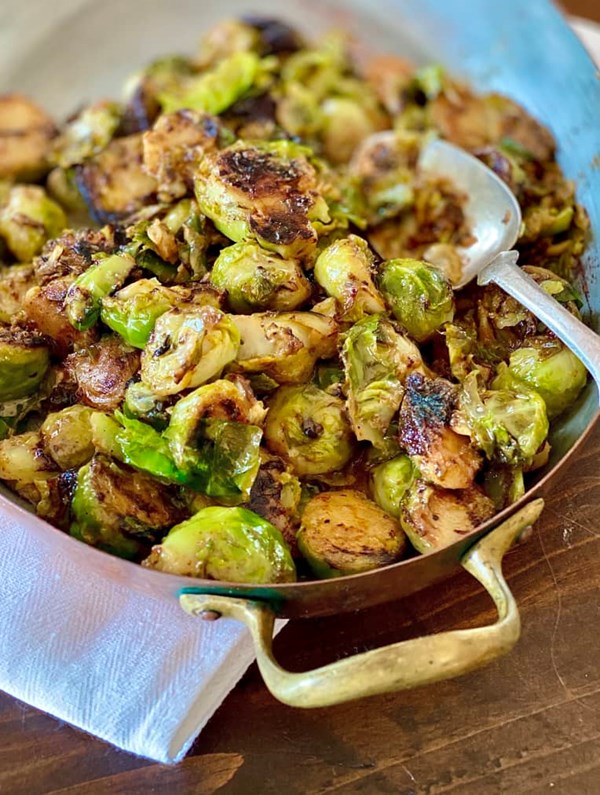 Creamy braised Brussels sprouts