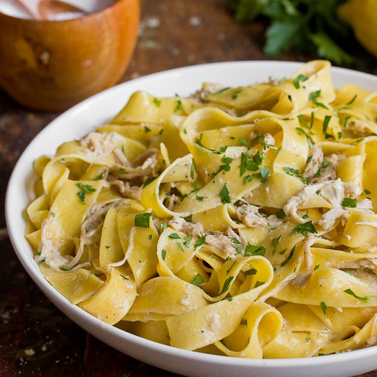 Creamy braised chicken with pappardelle