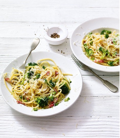 Creamy broccoli and bacon spaghetti