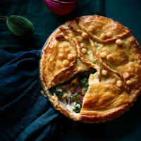 Creamy broccoli, celeriac and cavolo nero pie
