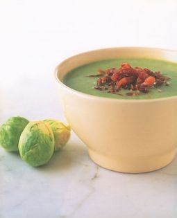 Creamy bubble and squeak soup with crunchy bacon