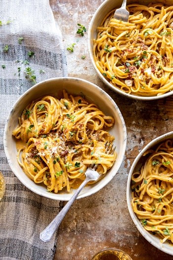Creamy butternut squash alla vodka pasta