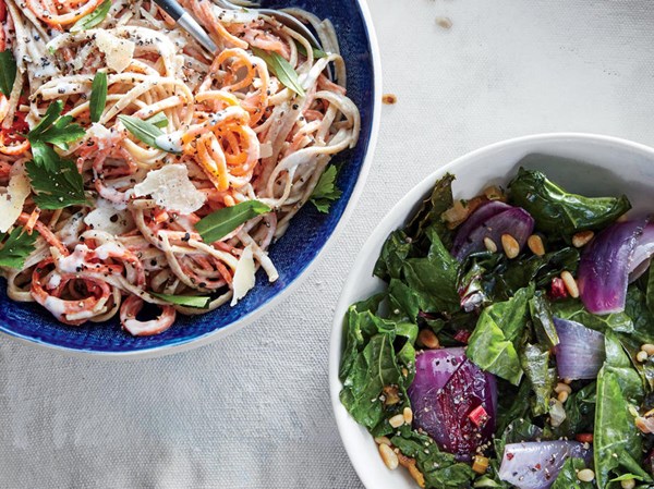Creamy carrot and herb linguine