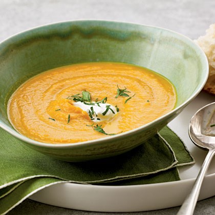 Creamy carrot and sweet potato soup