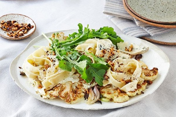 Creamy cauliflower & blue cheese pappardelle