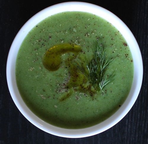 Creamy cauliflower soup with greens