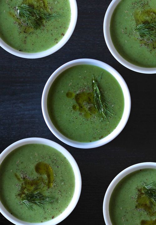 Creamy cauliflower soup with greens