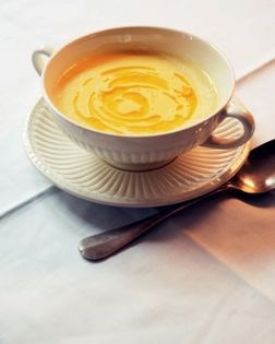 Creamy celeriac & saffron soup