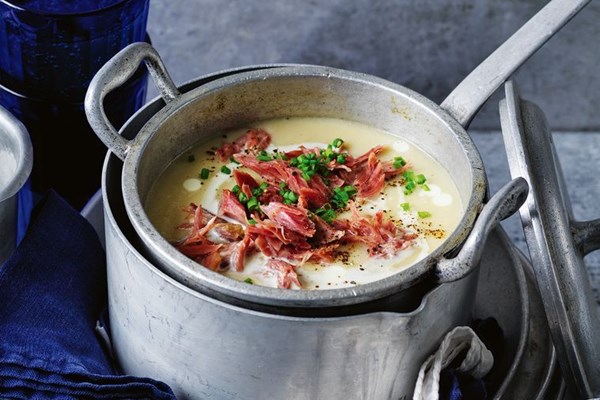 Creamy celeriac and ham hock soup
