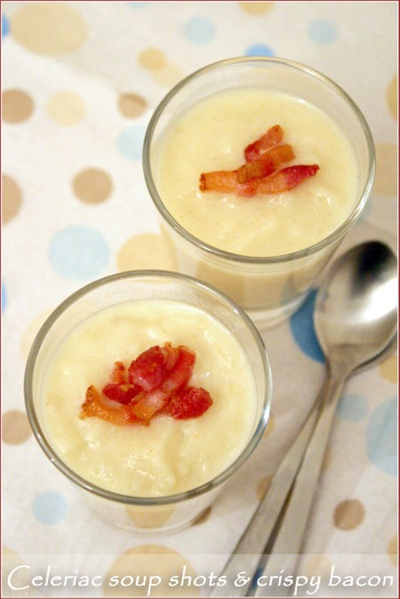 Creamy celeriac soup with crispy bacon